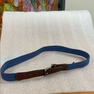 Trafalgar Blue Woven Belt with Brown Leather